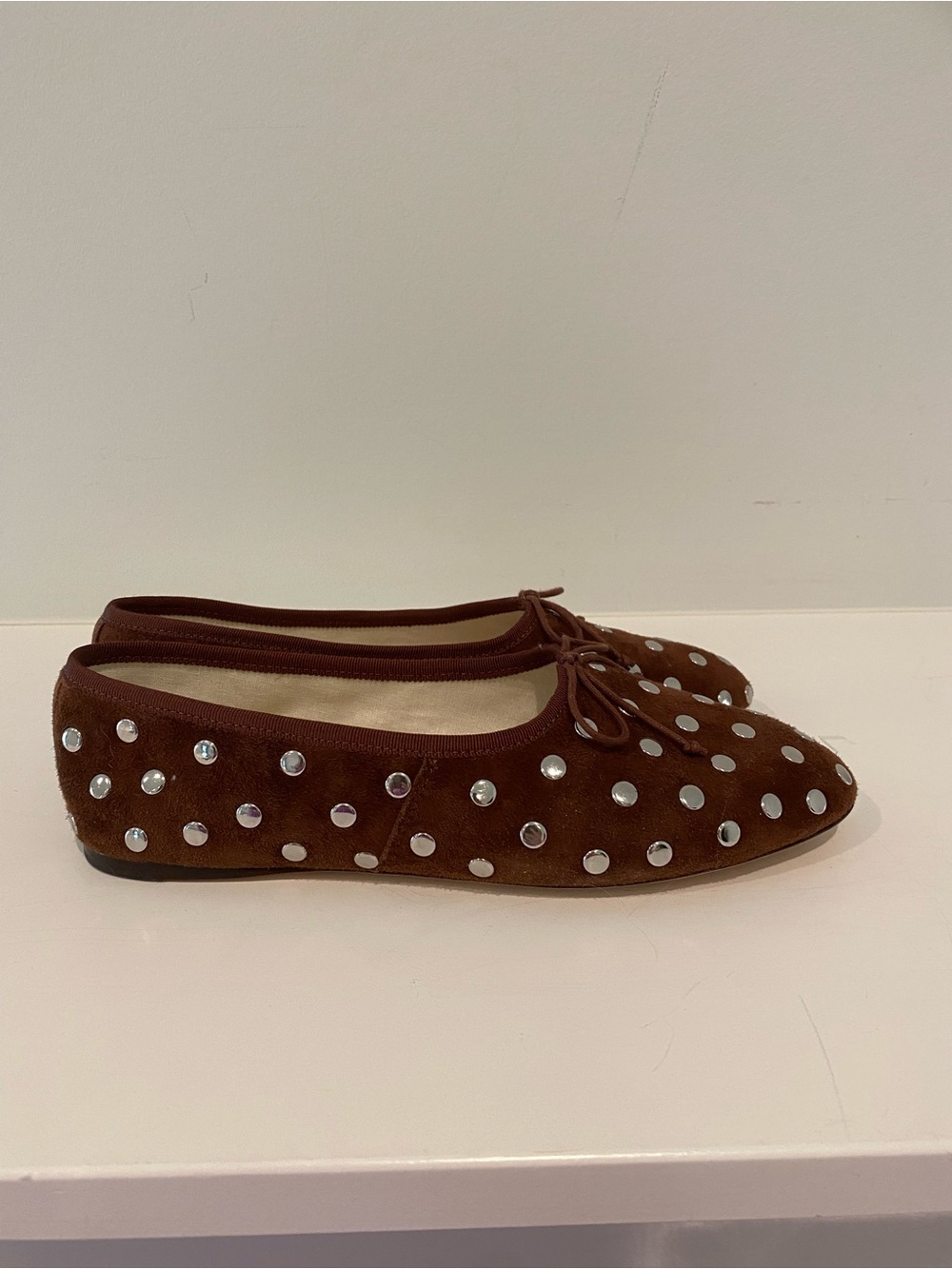 Loeffler Randall Brown Suede Studded Ballet Flats - Picture 9 of 14